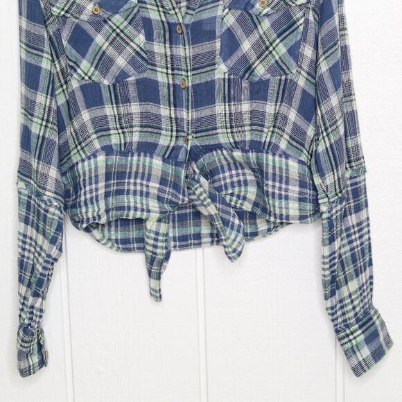 Free People Plaid First Bloom Long Sleeve Shirt S - Picture 6 of 12